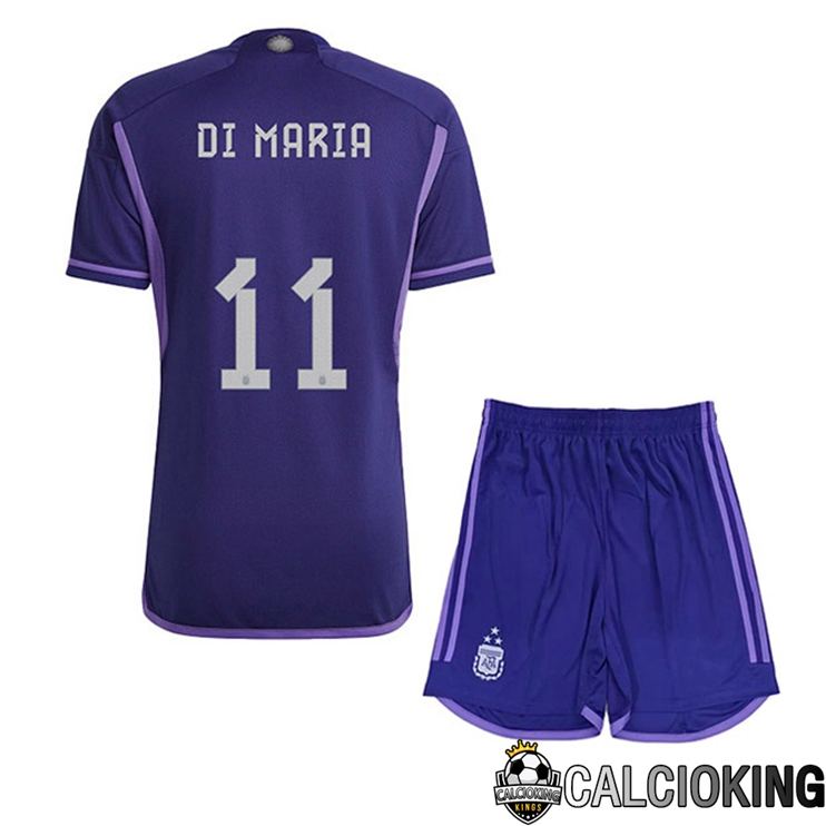 Maglie Calcio Argentina (DI MARIA 11) 3 Stars Bambino Seconda Viola 2022/2023