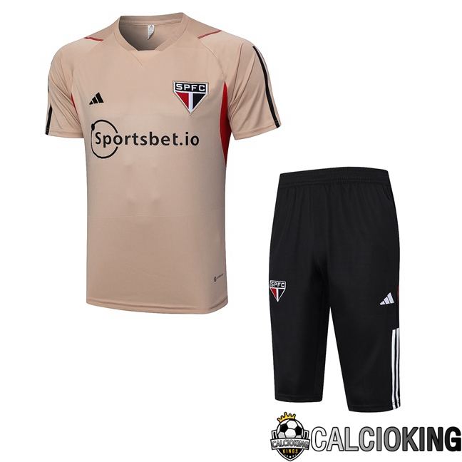 T Shirt Allenamento Sao Paulo FC + Pantaloncini Marrone 2023/2024