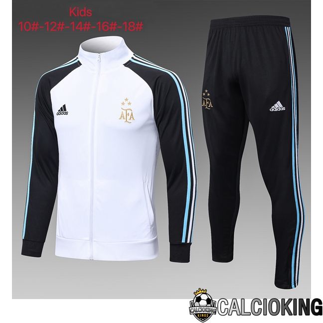 Insieme Tuta Calcio - Giacca Argentina Bambino Bianco Nero 2023/2024