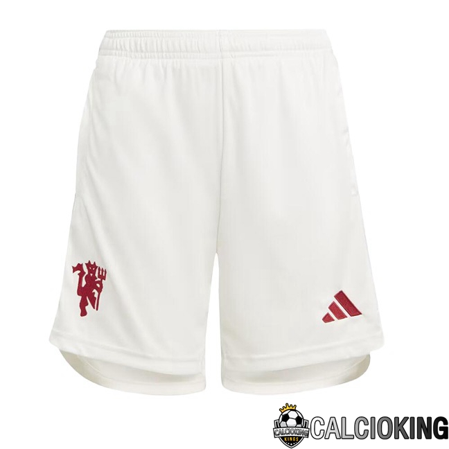 Comprare Maglia Calcio 2024 2025 2026 Personalizzazione,Tuta Da Calcio,Maglie De Calcio Retro Online | Pantaloncini Calcio Manchester United Terza Bianco 2023/2024