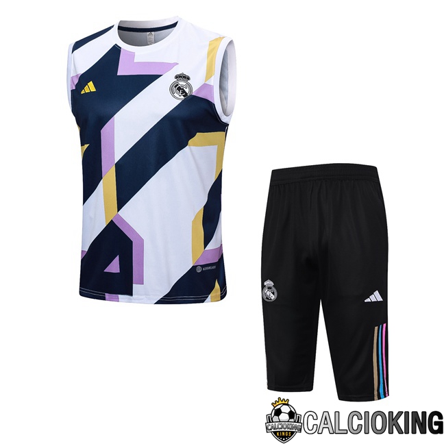 Comprare Maglia Calcio 2024 2025 2026 Personalizzazione,Tuta Da Calcio,Maglie De Calcio Retro Online | Canotta Calcio Real Madrid + Pantaloncini Bianco 2023/2024