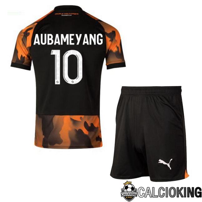 Maglie Calcio Marsiglia OM (AUBAMEYANG 10) Bambino Terza Nero Giallo 2023/2024