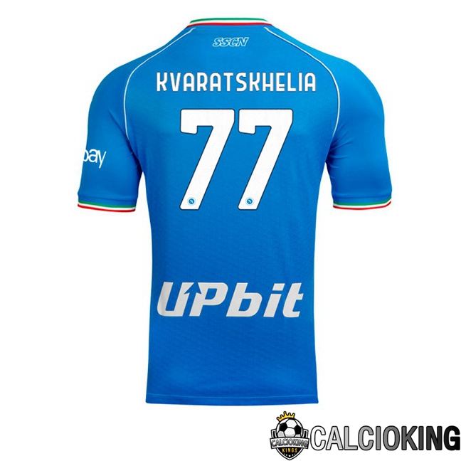 Maglie Calcio SSC Napoli (Khvicha Kvaratskhelia 77) Prima Blu 2023/2024