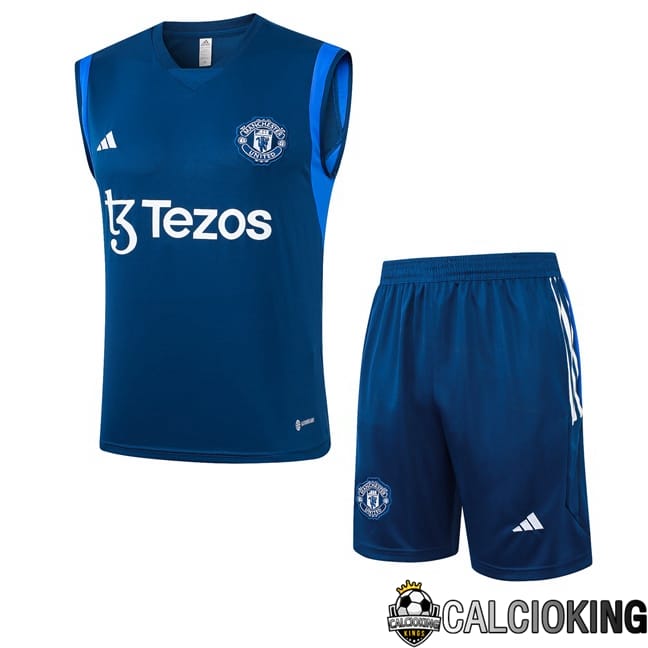 Comprare Maglia Calcio 2024 2025 2026 Personalizzazione,Tuta Da Calcio,Maglie De Calcio Retro Online | Canotta Allenamento Manchester United + Pantaloncini Blu Reale 2024/2025