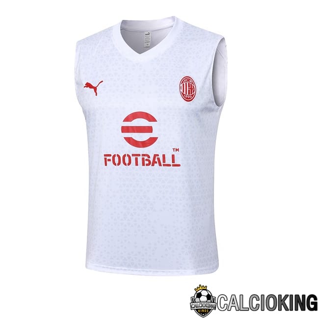 Comprare Maglia Calcio 2024 2025 2026 Personalizzazione,Tuta Da Calcio,Maglie De Calcio Retro Online | Canotta Allenamento AC Milan + Pantaloncini Bianco 2024/2025