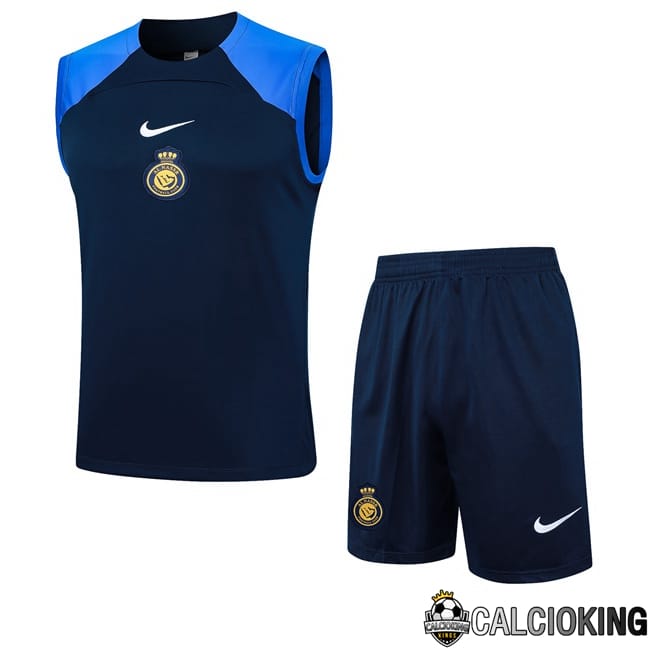 Comprare Maglia Calcio 2024 2025 2026 Personalizzazione,Tuta Da Calcio,Maglie De Calcio Retro Online | Canotta Allenamento Al-Nassr FC + Pantaloncini Blu Reale 2024/2025