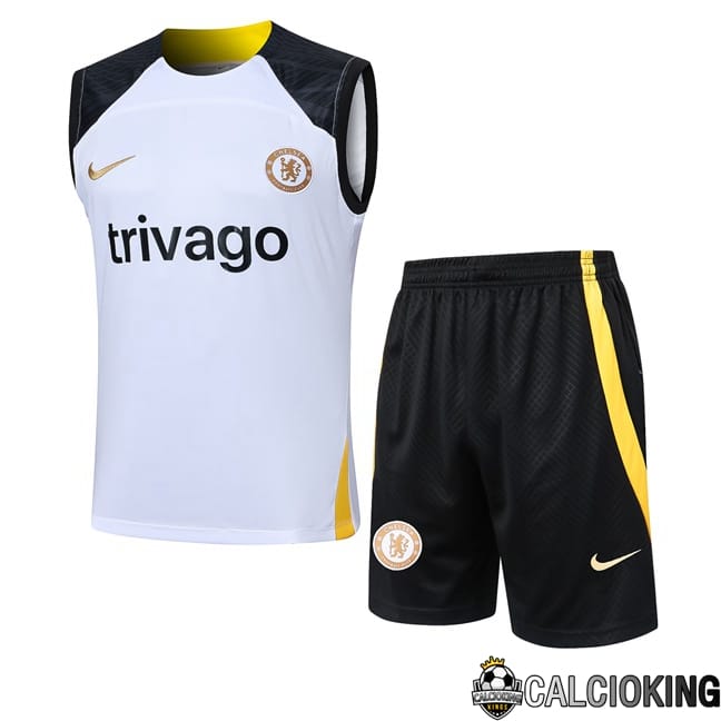 Comprare Maglia Calcio 2024 2025 2026 Personalizzazione,Tuta Da Calcio,Maglie De Calcio Retro Online | Canotta Allenamento FC Chelsea + Pantaloncini Bianco 2024/2025