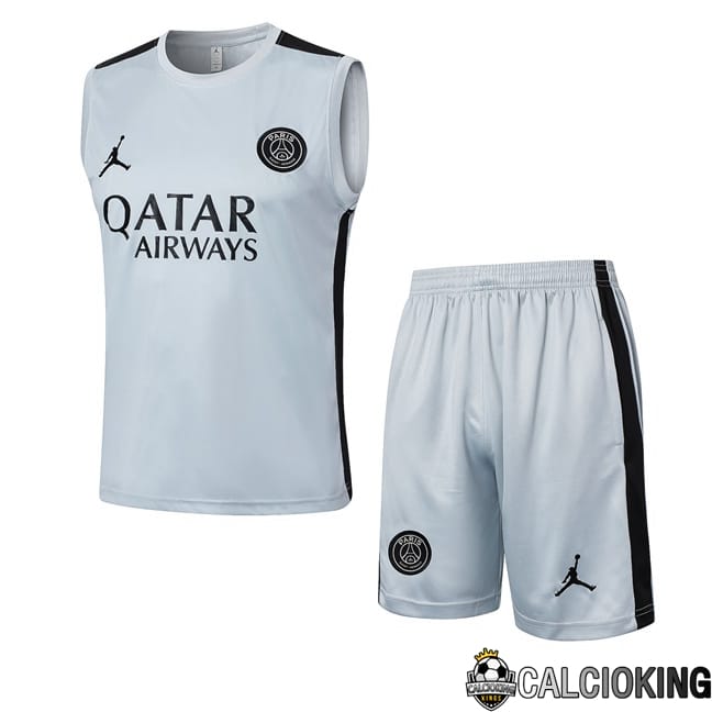 Comprare Maglia Calcio 2024 2025 2026 Personalizzazione,Tuta Da Calcio,Maglie De Calcio Retro Online | Canotta Allenamento Paris PSG + Pantaloncini Grigio 2024/2025