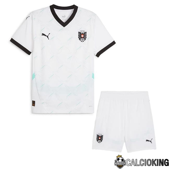 Maglie Calcio Austria Bambino Seconda Bianco UEFA Euro 2024