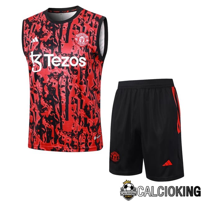Comprare Maglia Calcio 2024 2025 2026 Personalizzazione,Tuta Da Calcio,Maglie De Calcio Retro Online | Canotta Allenamento Manchester United + Pantaloncini Rosso 2024/2025