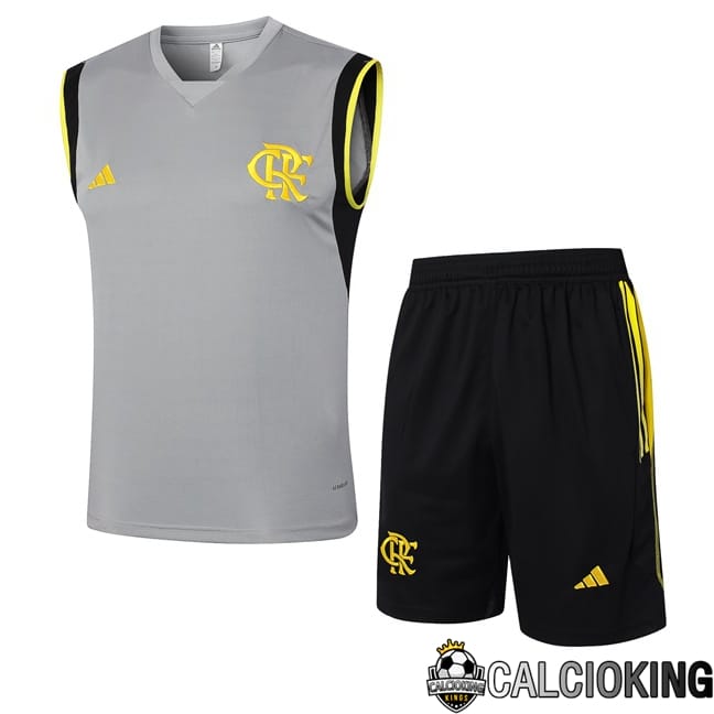 Comprare Maglia Calcio 2024 2025 2026 Personalizzazione,Tuta Da Calcio,Maglie De Calcio Retro Online | Canotta Allenamento Flamengo + Pantaloncini Grigio 2024/2025