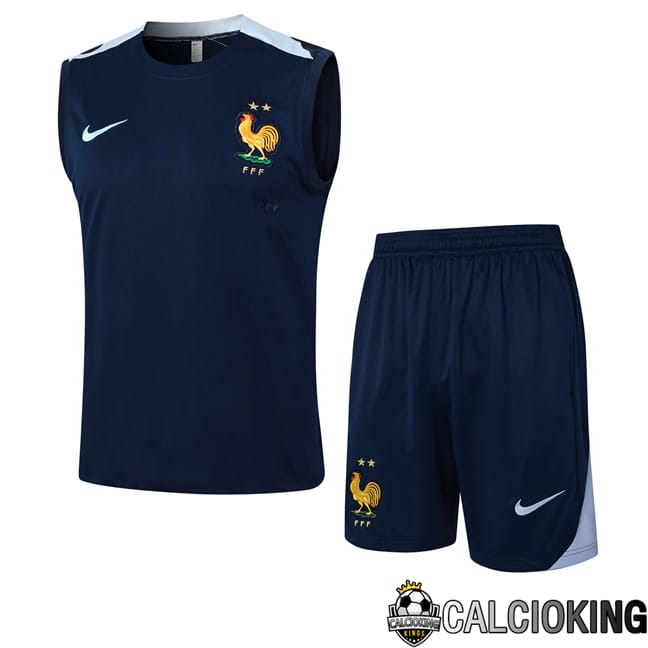 Comprare Maglia Calcio 2024 2025 2026 Personalizzazione,Tuta Da Calcio,Maglie De Calcio Retro Online | Canotta Allenamento Francia + Pantaloncini Blu Reale 2024/2025