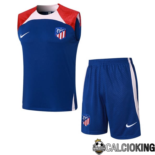 Comprare Maglia Calcio 2024 2025 2026 Personalizzazione,Tuta Da Calcio,Maglie De Calcio Retro Online | Canotta Allenamento Atletico Madrid + Pantaloncini Blu 2024/2025