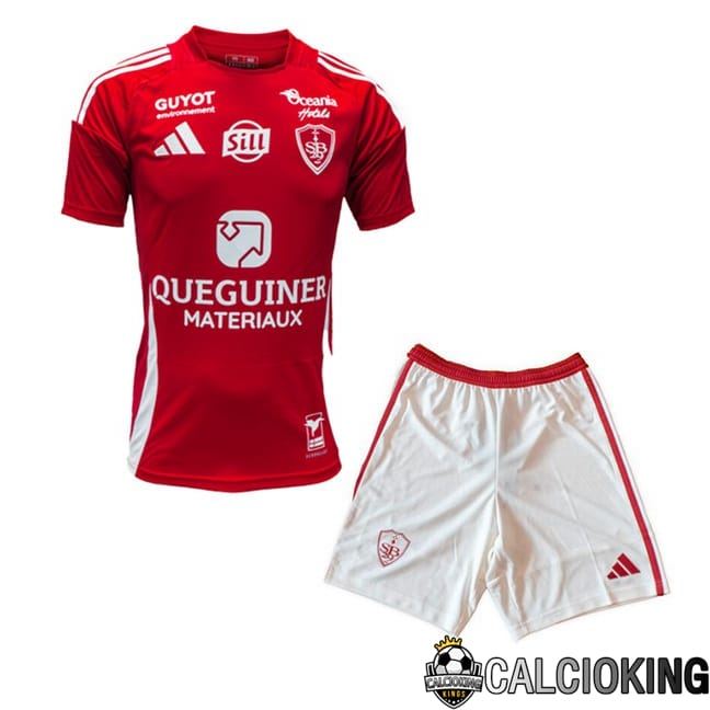 Maglie Calcio Stade Brestois Bambino Prima Rosso 2024/2025