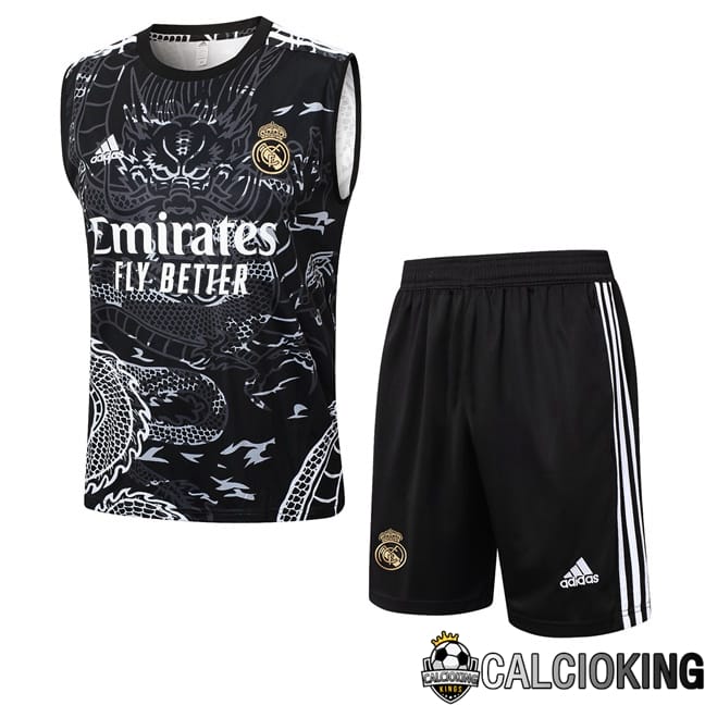 Comprare Maglia Calcio 2024 2025 2026 Personalizzazione,Tuta Da Calcio,Maglie De Calcio Retro Online | Canotta Allenamento Real Madrid + Pantaloncini Nero 2024/2025