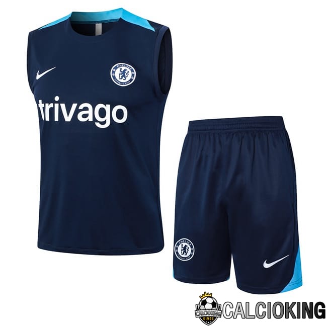 Comprare Maglia Calcio 2024 2025 2026 Personalizzazione,Tuta Da Calcio,Maglie De Calcio Retro Online | Canotta Allenamento FC Chelsea + Pantaloncini Blu 2024/2025