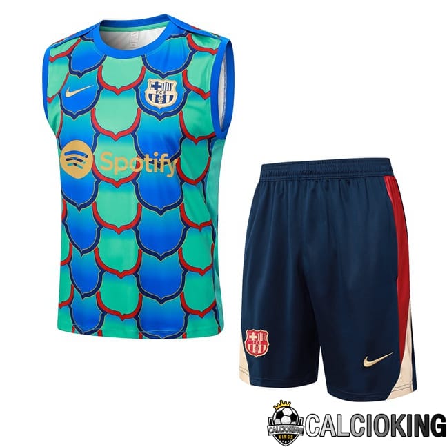 Comprare Maglia Calcio 2024 2025 2026 Personalizzazione,Tuta Da Calcio,Maglie De Calcio Retro Online | Canotta Allenamento FC Barcellona + Pantaloncini Verde Blu 2024/2025