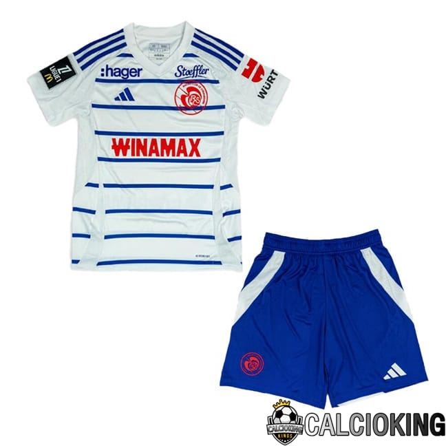 Maglia Calcio RC Strasbourg Alsace Bambino Seconda Bianco 2024/2025