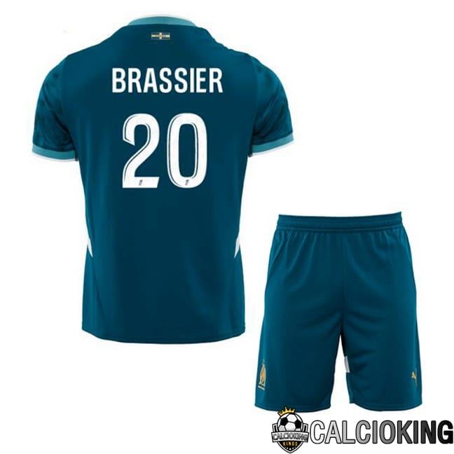 Maglia Calcio Marsiglia OM (BRASSIER 20) Bambino Seconda Blu 2024/2025