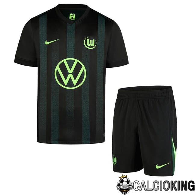 Maglia Calcio Vfl Wolfsburg Bambino Seconda Nero 2024/2025