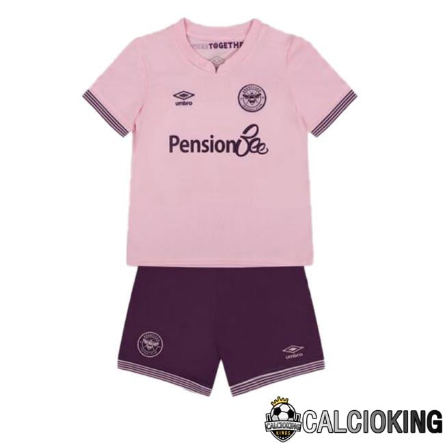 Maglia Calcio Brentford FC Bambino Seconda Rosa 2024/2025