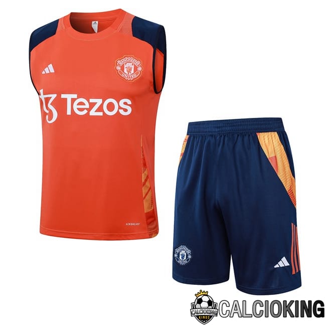 Comprare Maglia Calcio 2024 2025 2026 Personalizzazione,Tuta Da Calcio,Maglie De Calcio Retro Online | Canotta Allenamento Manchester United + Pantaloncini Arancia 2024/2025
