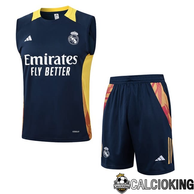 Comprare Maglia Calcio 2024 2025 2026 Personalizzazione,Tuta Da Calcio,Maglie De Calcio Retro Online | Canotta Allenamento Real Madrid + Pantaloncini Blu Reale 2024/2025
