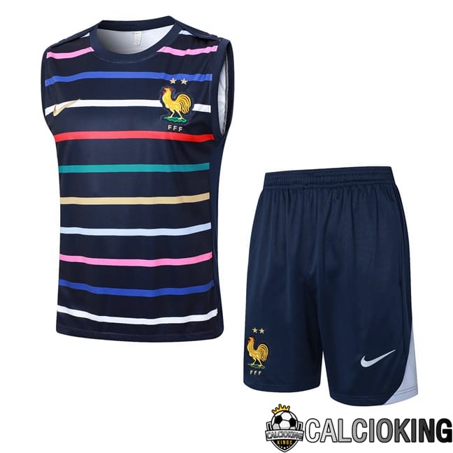 Comprare Maglia Calcio 2024 2025 2026 Personalizzazione,Tuta Da Calcio,Maglie De Calcio Retro Online | Canotta Allenamento Francia + Pantaloncini Blu Reale 2024/2025