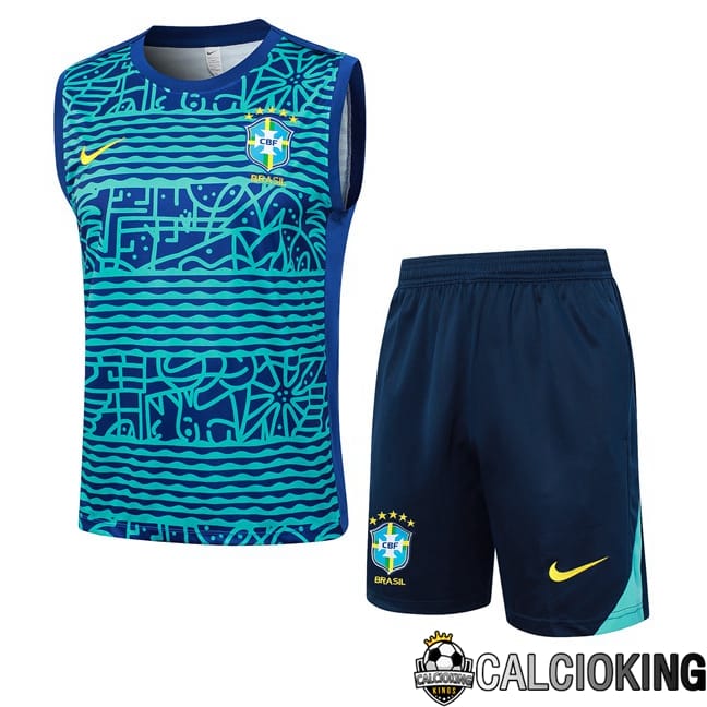 Comprare Maglia Calcio 2024 2025 2026 Personalizzazione,Tuta Da Calcio,Maglie De Calcio Retro Online | Canotta Allenamento Brasile + Pantaloncini Blu 2024/2025
