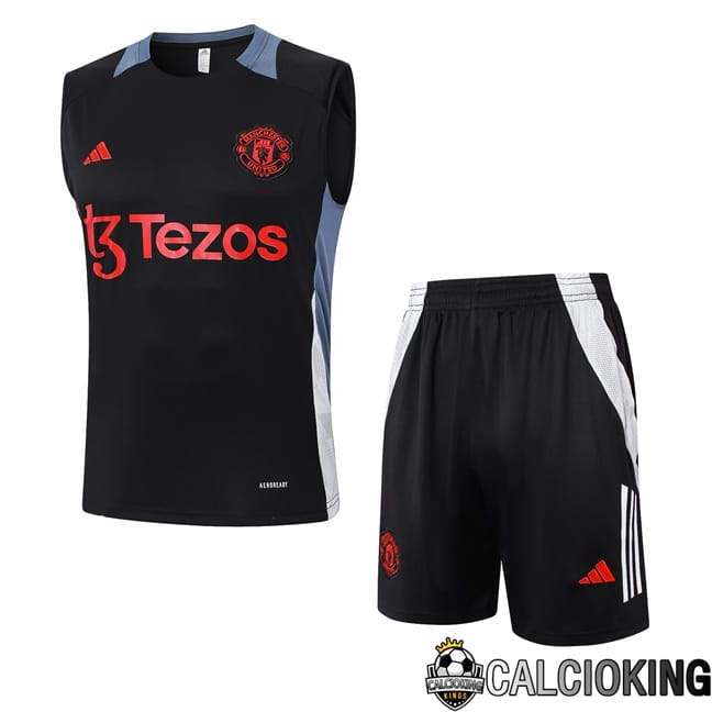 Comprare Maglia Calcio 2024 2025 2026 Personalizzazione,Tuta Da Calcio,Maglie De Calcio Retro Online | Canotta Allenamento Manchester United + Pantaloncini Nero 2024/2025