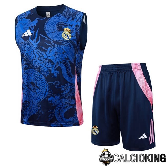 Comprare Maglia Calcio 2024 2025 2026 Personalizzazione,Tuta Da Calcio,Maglie De Calcio Retro Online | Canotta Allenamento Real Madrid + Pantaloncini Blu Reale 2024/2025