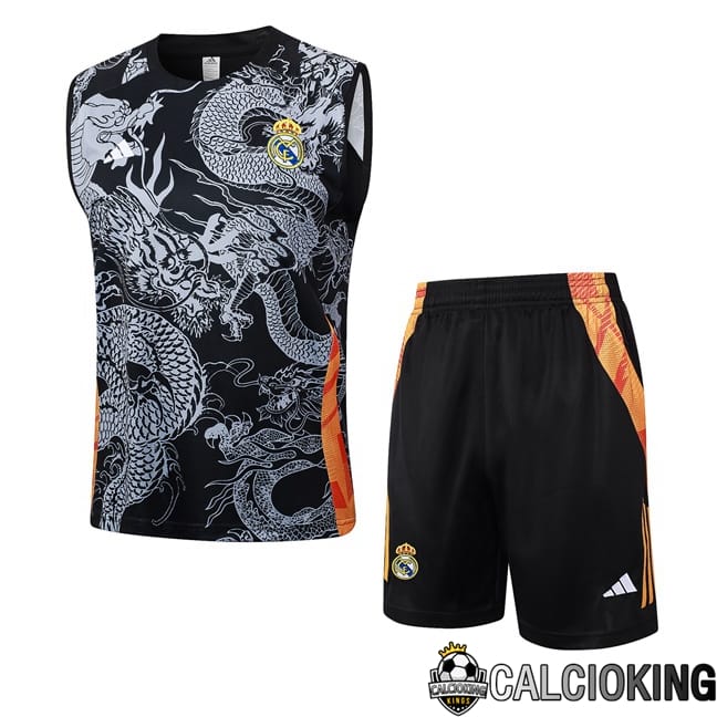 Comprare Maglia Calcio 2024 2025 2026 Personalizzazione,Tuta Da Calcio,Maglie De Calcio Retro Online | Canotta Allenamento Real Madrid + Pantaloncini Nero 2024/2025