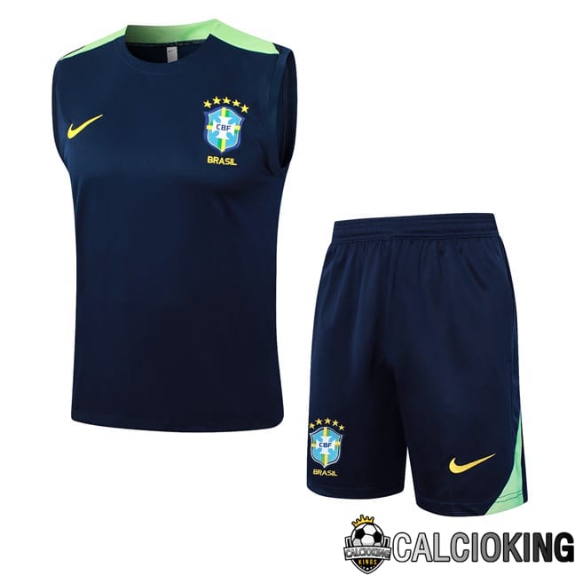 Comprare Maglia Calcio 2024 2025 2026 Personalizzazione,Tuta Da Calcio,Maglie De Calcio Retro Online | Canotta Allenamento Brasile + Pantaloncini Blu Reale 2024/2025