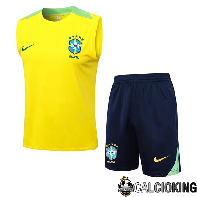 Comprare Maglia Calcio 2024 2025 2026 Personalizzazione,Tuta Da Calcio,Maglie De Calcio Retro Online | Canotta Allenamento Brasile + Pantaloncini Giallo 2024/2025