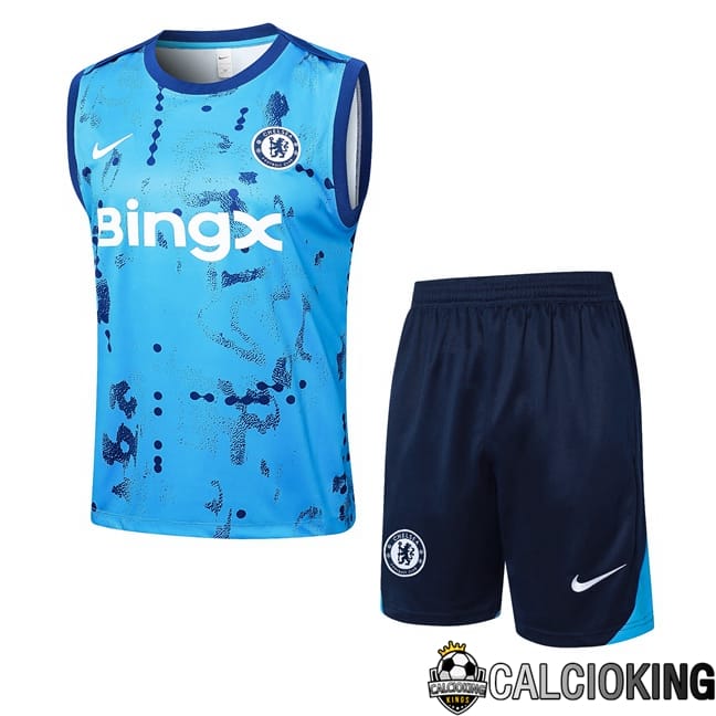 Comprare Maglia Calcio 2024 2025 2026 Personalizzazione,Tuta Da Calcio,Maglie De Calcio Retro Online | Canotta Allenamento FC Chelsea + Pantaloncini Blu 2024/2025