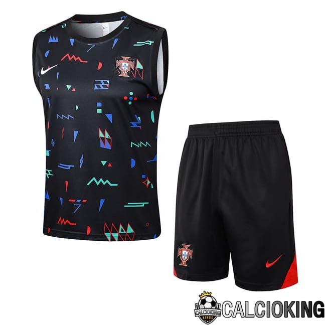 Comprare Maglia Calcio 2024 2025 2026 Personalizzazione,Tuta Da Calcio,Maglie De Calcio Retro Online | Canotta Allenamento Portogallo + Pantaloncini Nero 2024/2025