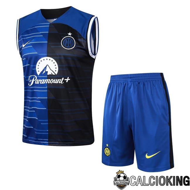 Comprare Maglia Calcio 2024 2025 2026 Personalizzazione,Tuta Da Calcio,Maglie De Calcio Retro Online | Canotta Allenamento Inter Milan + Pantaloncini Blu Nero 2024/2025