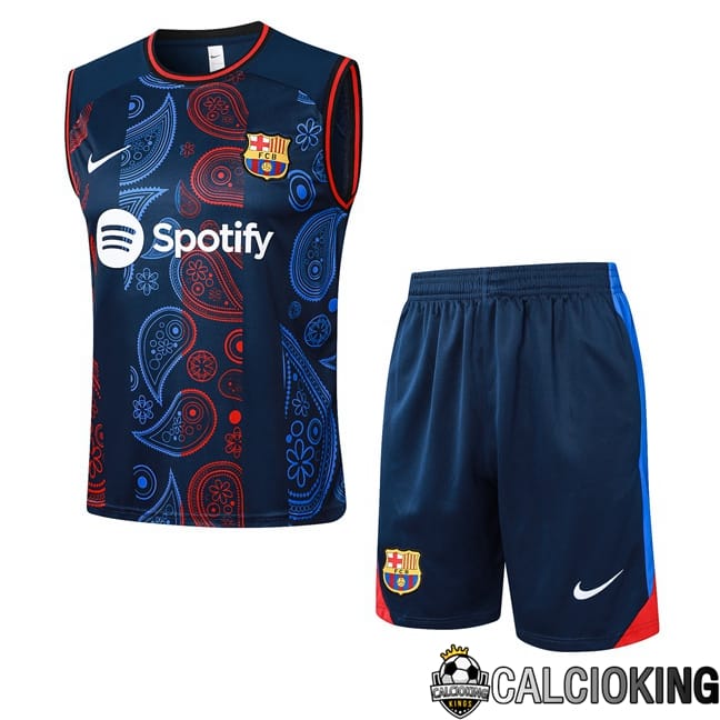 Comprare Maglia Calcio 2024 2025 2026 Personalizzazione,Tuta Da Calcio,Maglie De Calcio Retro Online | Canotta Allenamento FC Barcellona + Pantaloncini Blu Reale 2024/2025