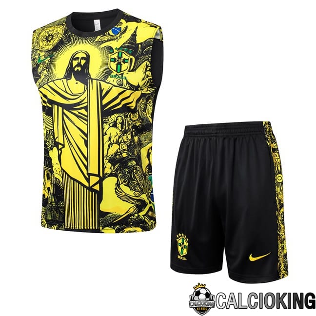 Comprare Maglia Calcio 2024 2025 2026 Personalizzazione,Tuta Da Calcio,Maglie De Calcio Retro Online | Canotta Allenamento Brasile + Pantaloncini Giallo 2024/2025