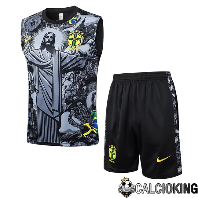 Comprare Maglia Calcio 2024 2025 2026 Personalizzazione,Tuta Da Calcio,Maglie De Calcio Retro Online | Canotta Allenamento Brasile + Pantaloncini Nero 2024/2025