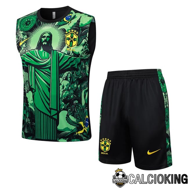 Comprare Maglia Calcio 2024 2025 2026 Personalizzazione,Tuta Da Calcio,Maglie De Calcio Retro Online | Canotta Allenamento Brasile + Pantaloncini Verde 2024/2025