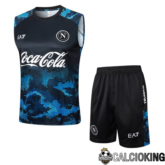 Comprare Maglia Calcio 2024 2025 2026 Personalizzazione,Tuta Da Calcio,Maglie De Calcio Retro Online | Canotta Allenamento SSC Napoli + Pantaloncini Blu Nero 2024/2025