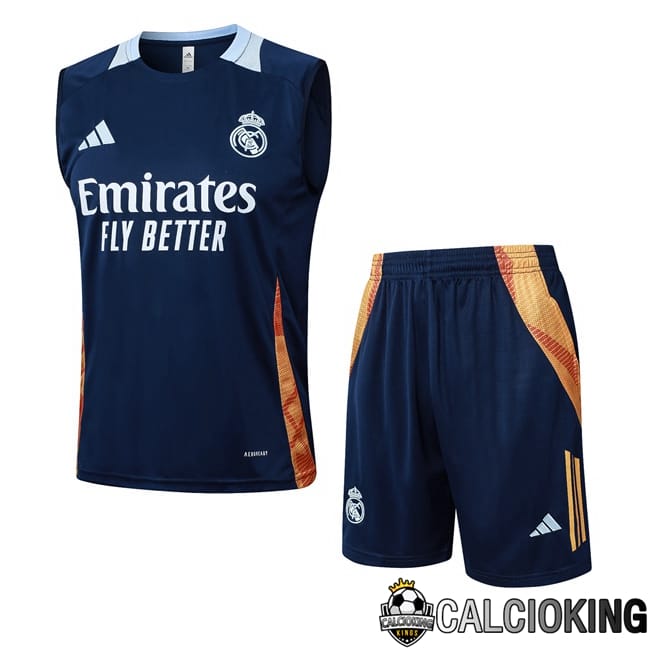 Comprare Maglia Calcio 2024 2025 2026 Personalizzazione,Tuta Da Calcio,Maglie De Calcio Retro Online | Canotta Allenamento Real Madrid + Pantaloncini Blu Reale 2025/2026