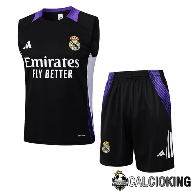 Comprare Maglia Calcio 2024 2025 2026 Personalizzazione,Tuta Da Calcio,Maglie De Calcio Retro Online | Canotta Allenamento Real Madrid + Pantaloncini Nero 2025/2026