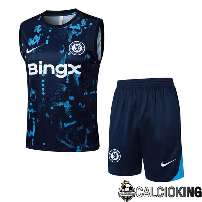 Comprare Maglia Calcio 2024 2025 2026 Personalizzazione,Tuta Da Calcio,Maglie De Calcio Retro Online | Canotta Allenamento FC Chelsea + Pantaloncini Blu Reale 2025/2026