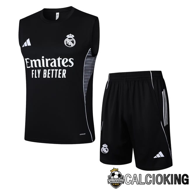 Comprare Maglia Calcio 2024 2025 2026 Personalizzazione,Tuta Da Calcio,Maglie De Calcio Retro Online | Canotta Allenamento Real Madrid + Pantaloncini Nero 2025/2026