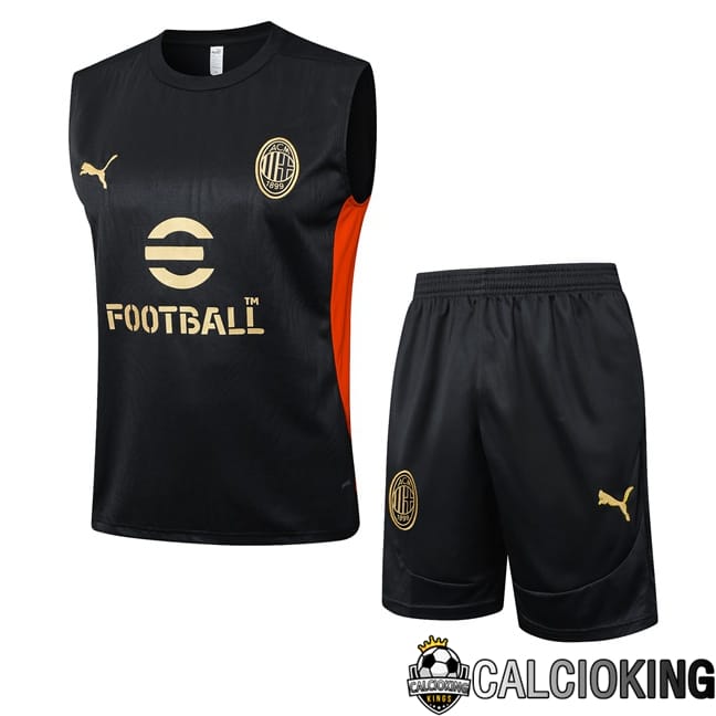 Comprare Maglia Calcio 2024 2025 2026 Personalizzazione,Tuta Da Calcio,Maglie De Calcio Retro Online | Canotta Allenamento AC Milan + Pantaloncini Nero 2025/2026
