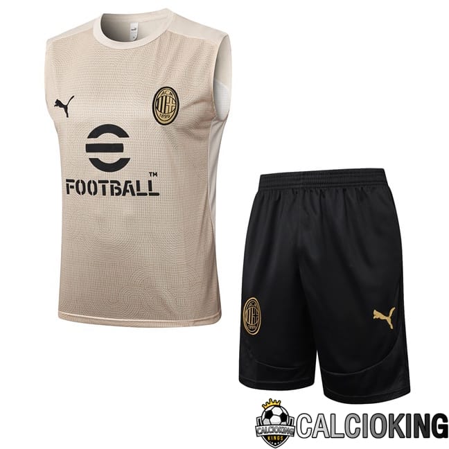 Comprare Maglia Calcio 2024 2025 2026 Personalizzazione,Tuta Da Calcio,Maglie De Calcio Retro Online | Canotta Allenamento AC Milan + Pantaloncini Giallo 2025/2026