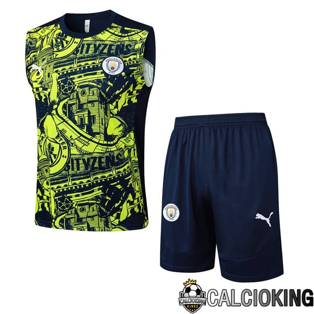 Comprare Maglia Calcio 2024 2025 2026 Personalizzazione,Tuta Da Calcio,Maglie De Calcio Retro Online | Canotta Allenamento Manchester City + Pantaloncini Blu Reale Verde 2025/2029