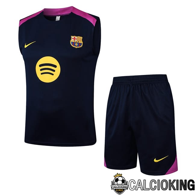 Comprare Maglia Calcio 2024 2025 2026 Personalizzazione,Tuta Da Calcio,Maglie De Calcio Retro Online | Canotta Allenamento FC Barcellona + Pantaloncini Blu Reale 2025/2026